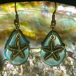 Seaglass starfish earrings